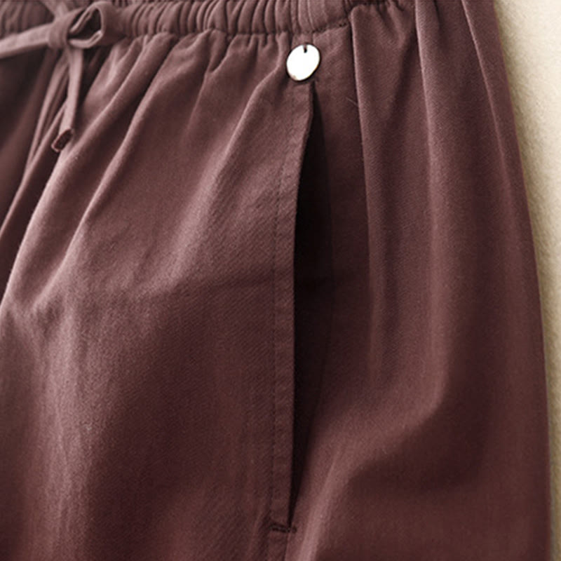 Buddha Stones無地 7-8丈 レディース ハーレム コットンパンツ ポケット付き - image 10