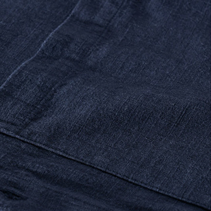 Buddha Stones無地 長袖 ボタンダウン ラミーコットン メンズ シャツ ポケット付き - image 21