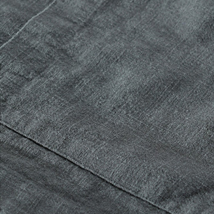 Buddha Stones無地 長袖 ボタンダウン ラミーコットン メンズ シャツ ポケット付き - image 4