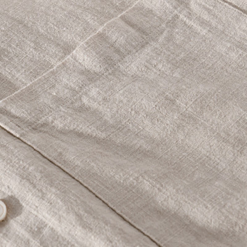 Buddha Stones無地 長袖 ボタンダウン ラミーコットン メンズ シャツ ポケット付き - image 12