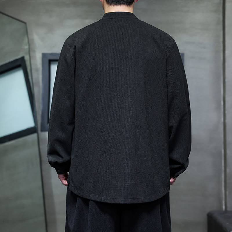 Buddha Stonesカエルボタン ツバメ刺繍 スタンドカラー 長袖 唐装 メンズシャツ - image 3