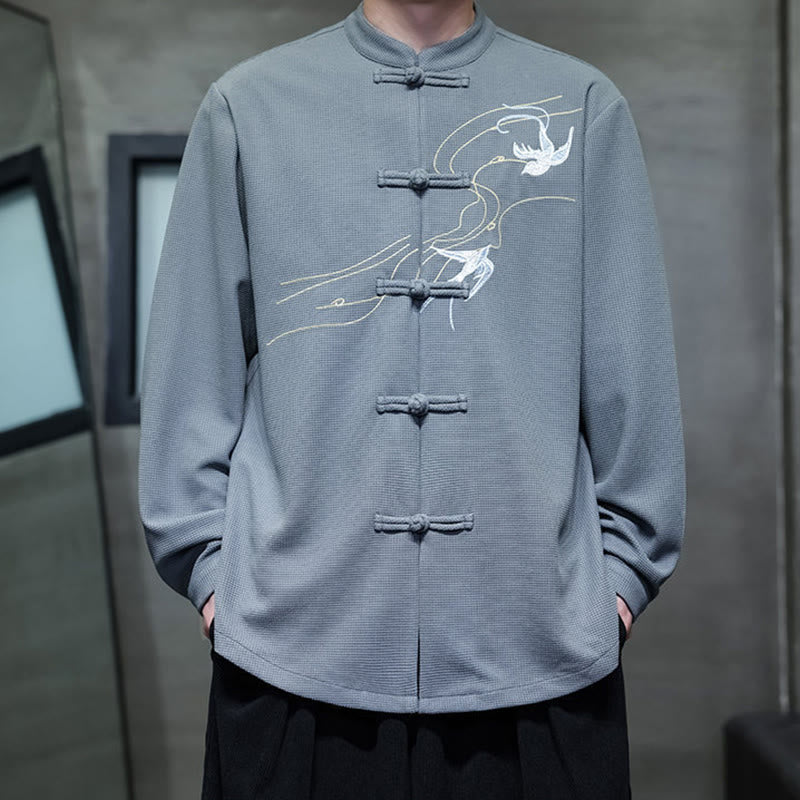 Buddha Stonesカエルボタン ツバメ刺繍 スタンドカラー 長袖 唐装 メンズシャツ - image 18