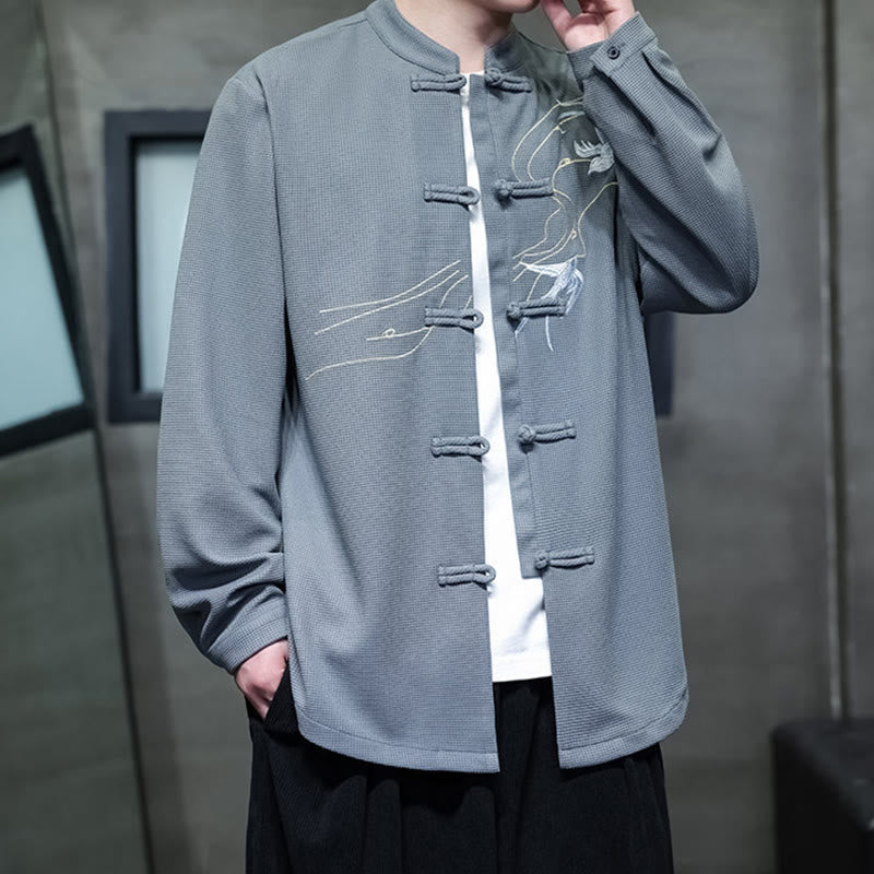 Buddha Stonesカエルボタン ツバメ刺繍 スタンドカラー 長袖 唐装 メンズシャツ - image 19