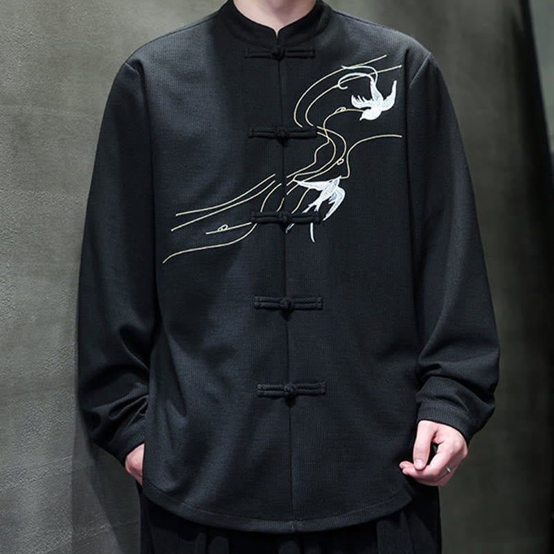 Buddha Stonesカエルボタン ツバメ刺繍 スタンドカラー 長袖 唐装 メンズシャツ - image 9