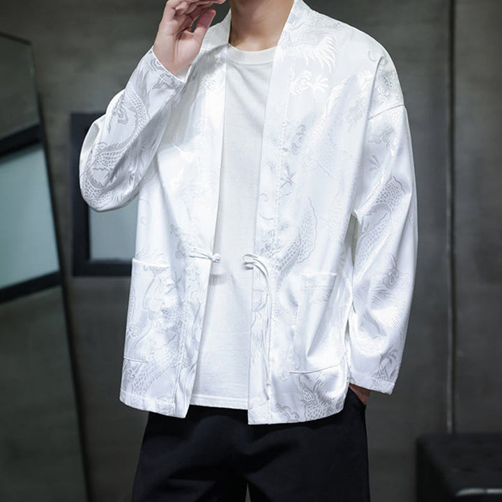 Buddha Stonesカエルボタン ドラゴン ジャカード スタンドカラー 長袖 唐装 メンズシャツ - image 17