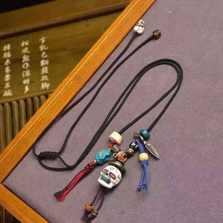 Buddha Stonesの頭蓋骨 屍の森の王 新たな始まりのロープネックレスペンダント - 死体の森の主 - image 0