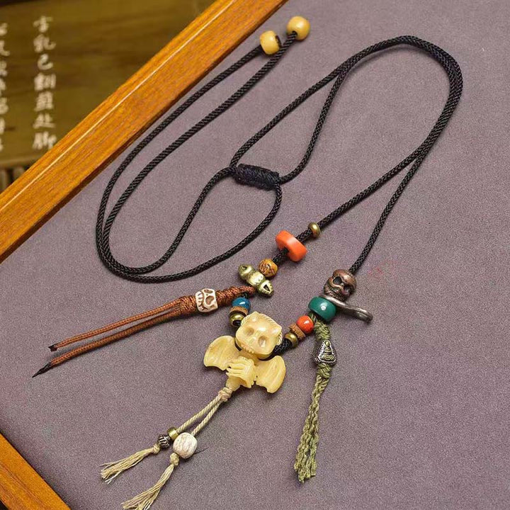 Buddha Stonesの頭蓋骨 屍の森の王 新たな始まりのロープネックレスペンダント - 屍の王 森の翼 - image 6