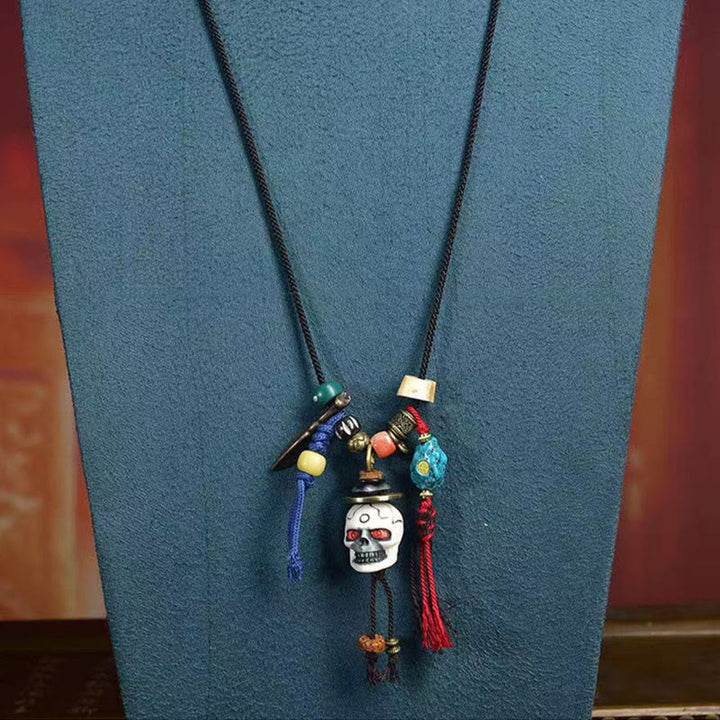 Buddha Stonesの頭蓋骨 屍の森の王 新たな始まりのロープネックレスペンダント - image 4