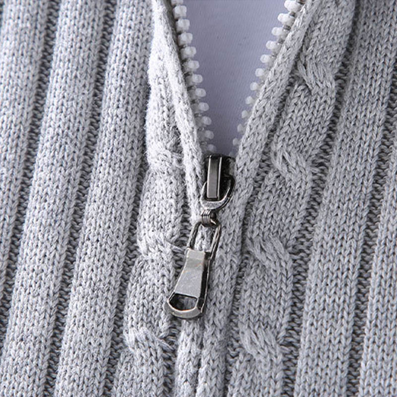 Buddha Stones春 無地 ジッパーデザイン コットン メンズ 長袖 モックネック ジャケット - image 4