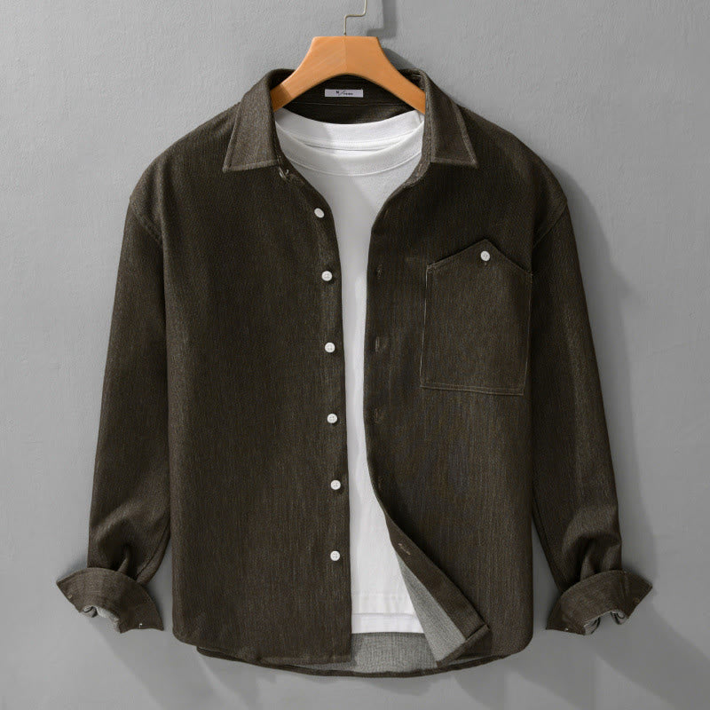 Buddha Stones秋冬 ピュアカラー ボタンディテール ラペル メンズ 長袖ジャケット - image 11