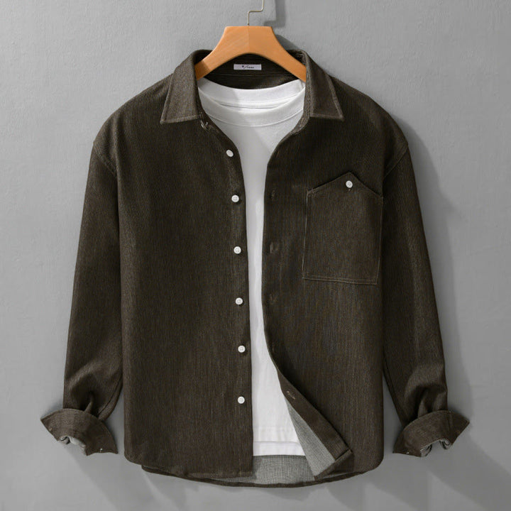 Buddha Stones秋冬 ピュアカラー ボタンディテール ラペル メンズ 長袖ジャケット - image 11