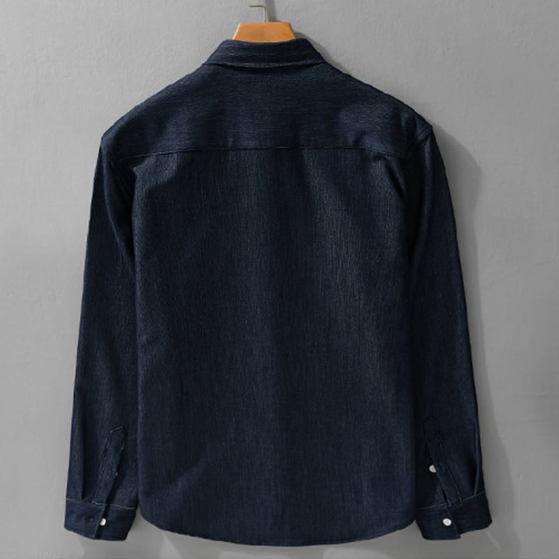 Buddha Stones秋冬 ピュアカラー ボタンディテール ラペル メンズ 長袖ジャケット - image 2