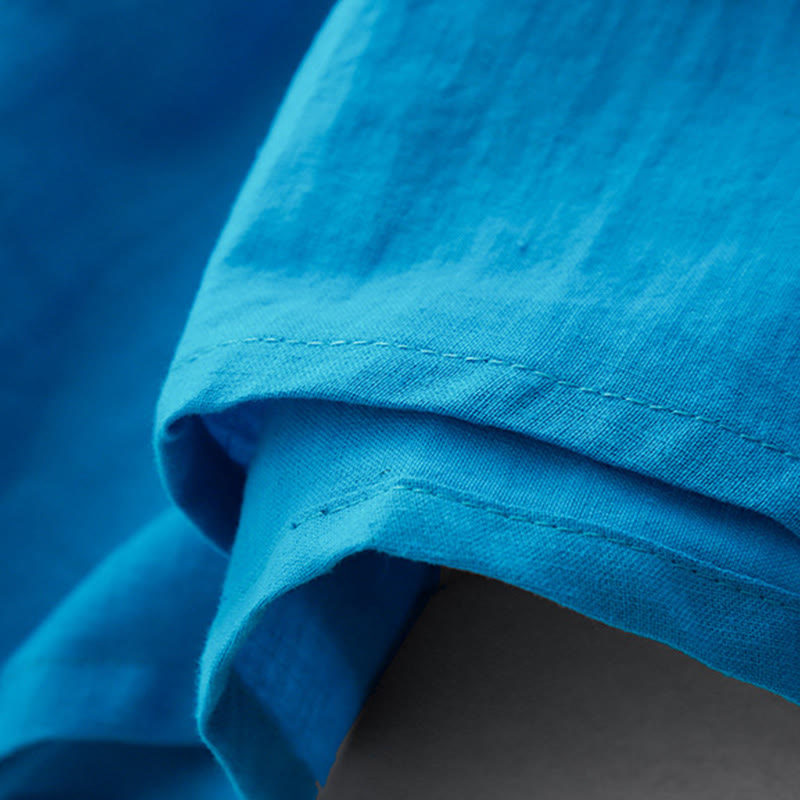 Buddha Stones無地 長袖 レースアップデザイン レディース コットン ミディドレス ポケット付き - image 9