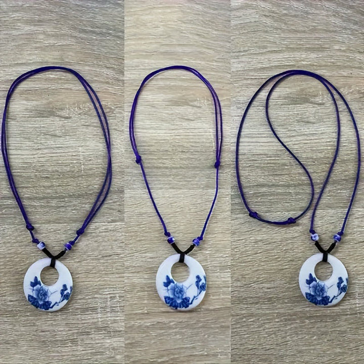 Buddha Stonesエスニック 牡丹 桃の花 蓮のシンボル 陶器 ネックレス 悟りのペンダント - image 15