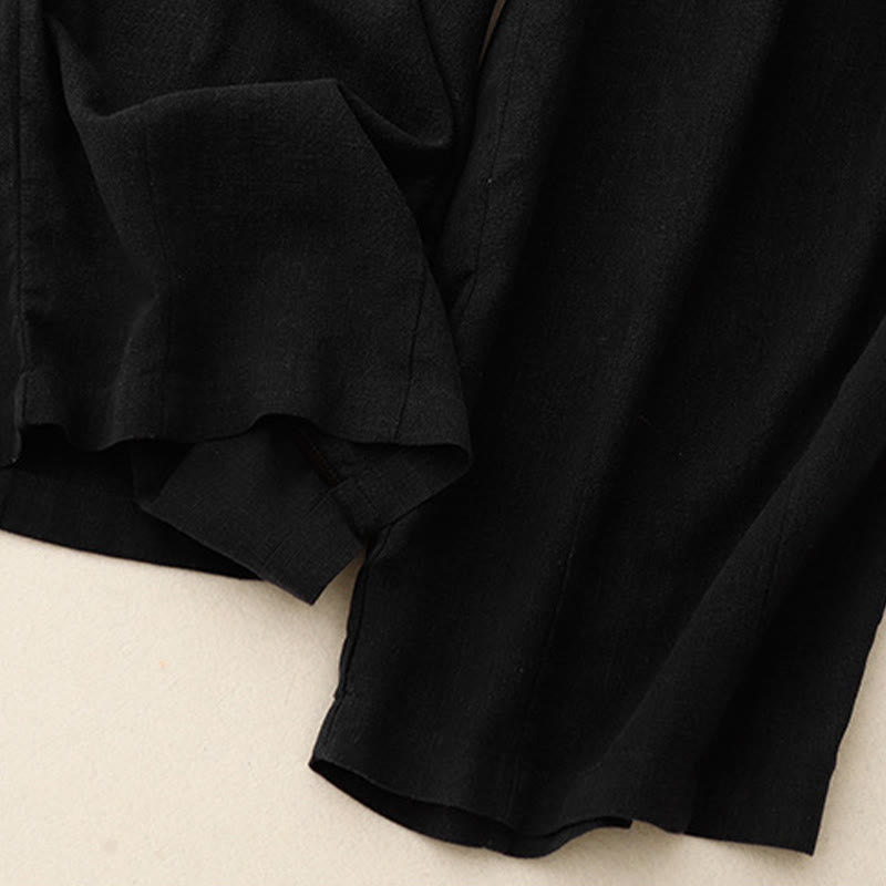 Buddha Stones無地コットン レディース ワイドレッグパンツ ポケット付き - image 5