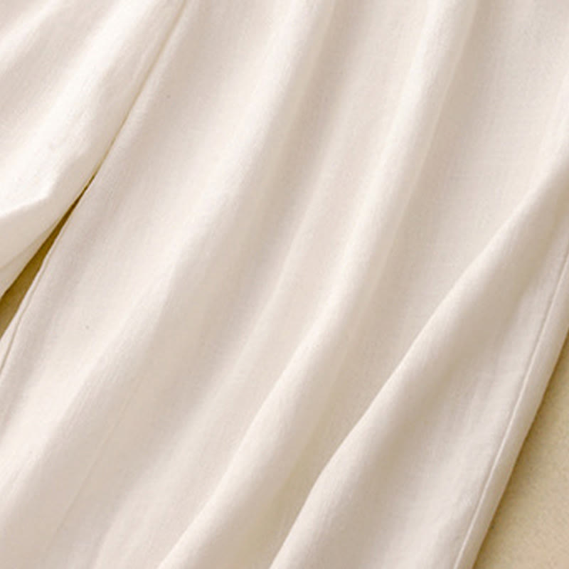 Buddha Stones無地コットン レディース ワイドレッグパンツ ポケット付き - image 7