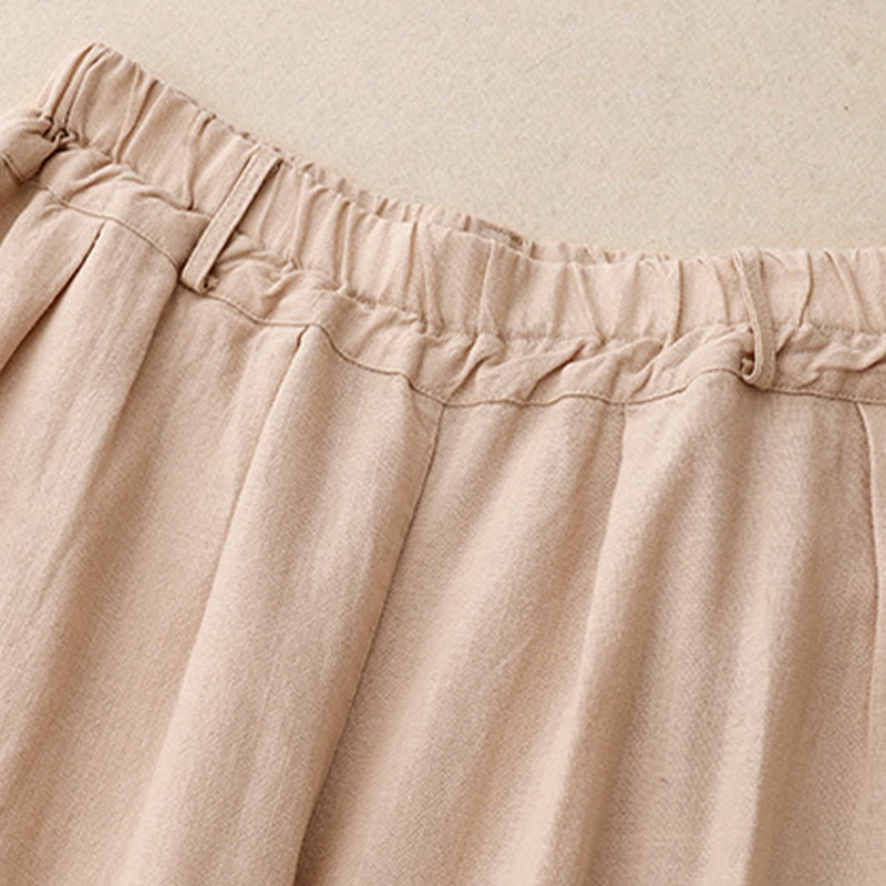 Buddha Stones無地コットン レディース ワイドレッグパンツ ポケット付き - image 20