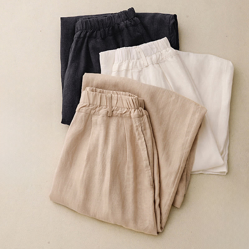 Buddha Stones無地コットン レディース ワイドレッグパンツ ポケット付き - image 28