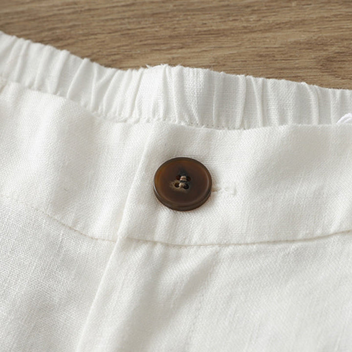 Buddha Stones無地コットン レディース ボタン ワイドレッグパンツ ポケット付き - image 9