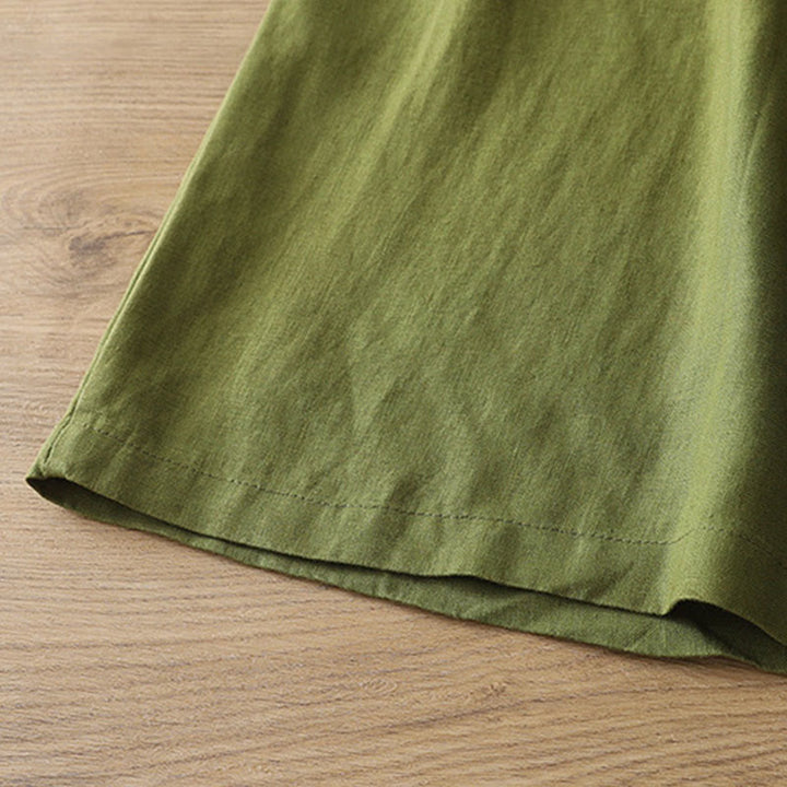 Buddha Stones無地コットン レディース ボタン ワイドレッグパンツ ポケット付き - image 22