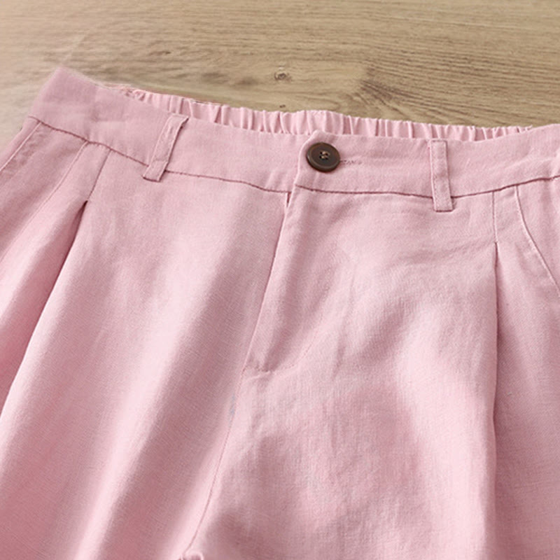 Buddha Stones無地コットン レディース ボタン ワイドレッグパンツ ポケット付き - image 27