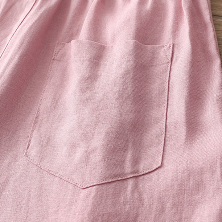 Buddha Stones無地コットン レディース ボタン ワイドレッグパンツ ポケット付き - image 29