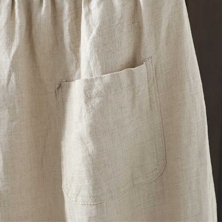 Buddha Stonesカジュアル スプライシングカラーロープ レディース コットン ストレートレッグパンツ ポケット付き - image 7