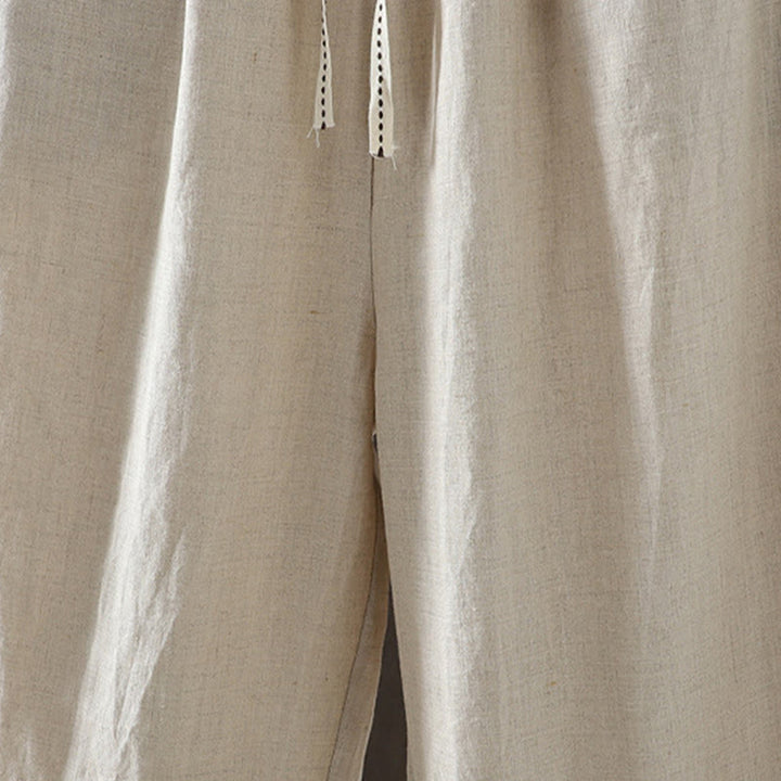 Buddha Stonesカジュアル スプライシングカラーロープ レディース コットン ストレートレッグパンツ ポケット付き - image 8