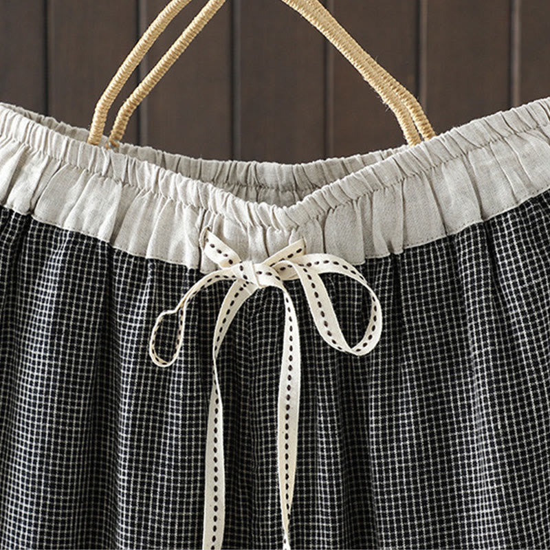 Buddha Stonesカジュアル スプライシングカラーロープ レディース コットン ストレートレッグパンツ ポケット付き - image 12