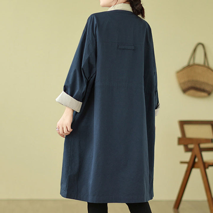 Buddha Stonesのスプライシングカラーボタンレディースコットンコート(ポケット付き) - image 7