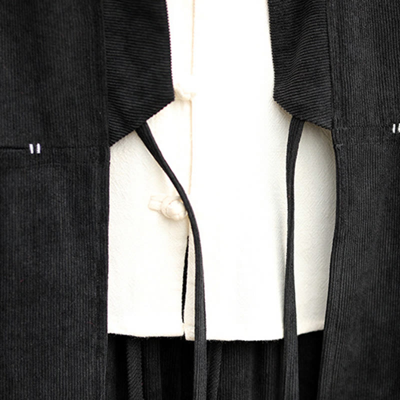 Buddha Stones無地 オープンフロント 長袖ジャケット メンズ コットン コーデュロイ 着物 ポケット付き - image 20