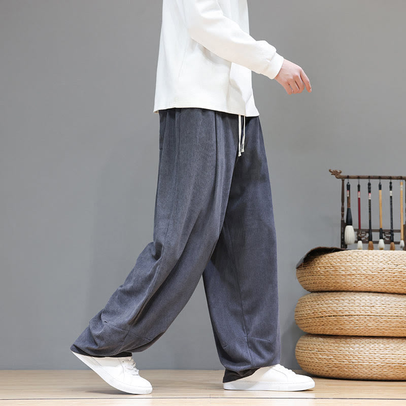 Buddha Stones無地 ピュアコットン コーデュロイ メンズ ハーレムパンツ ポケット付き - image 12