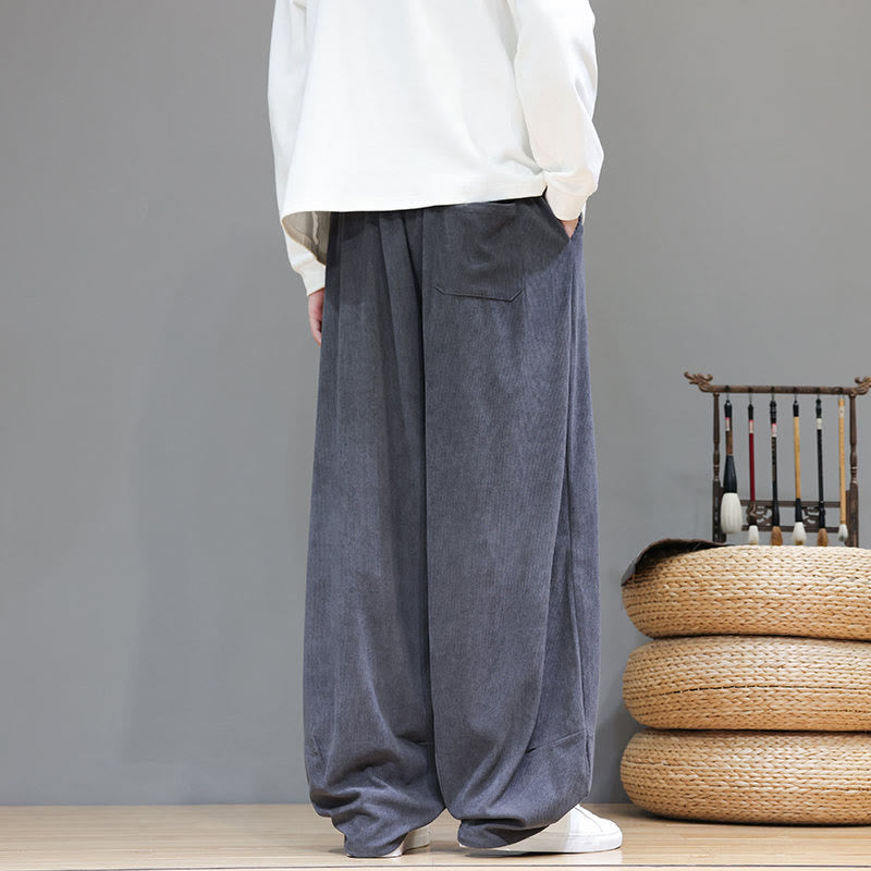 Buddha Stones無地 ピュアコットン コーデュロイ メンズ ハーレムパンツ ポケット付き - image 15