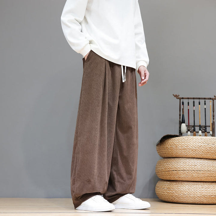 Buddha Stones無地 ピュアコットン コーデュロイ メンズ ハーレムパンツ ポケット付き - image 5