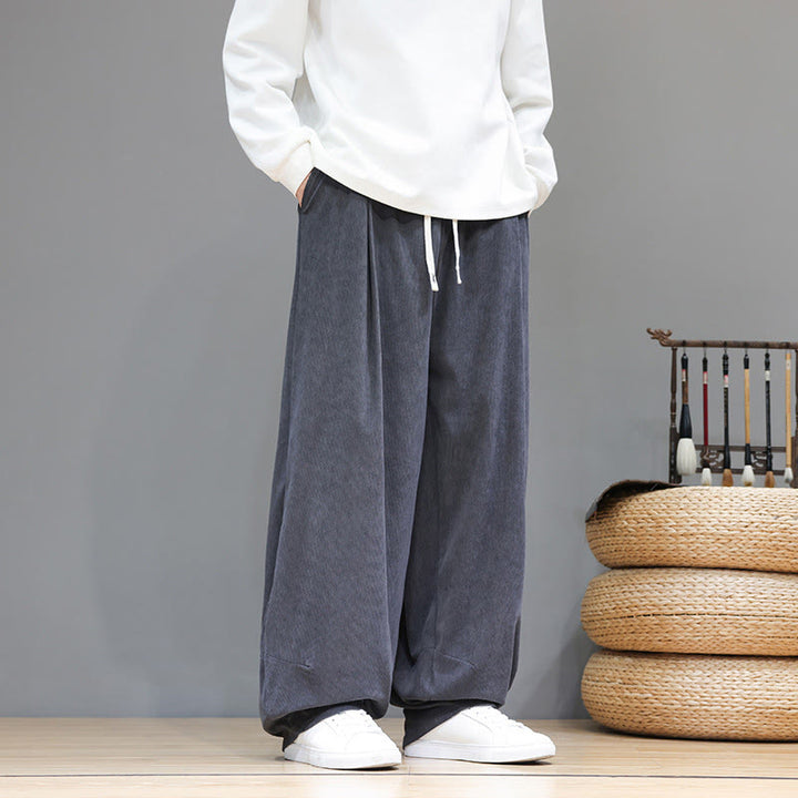 Buddha Stones無地 ピュアコットン コーデュロイ メンズ ハーレムパンツ ポケット付き - image 17