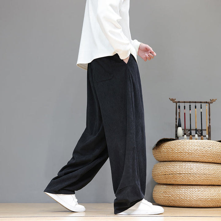 Buddha Stones無地 ピュアコットン コーデュロイ メンズ ハーレムパンツ ポケット付き - image 32