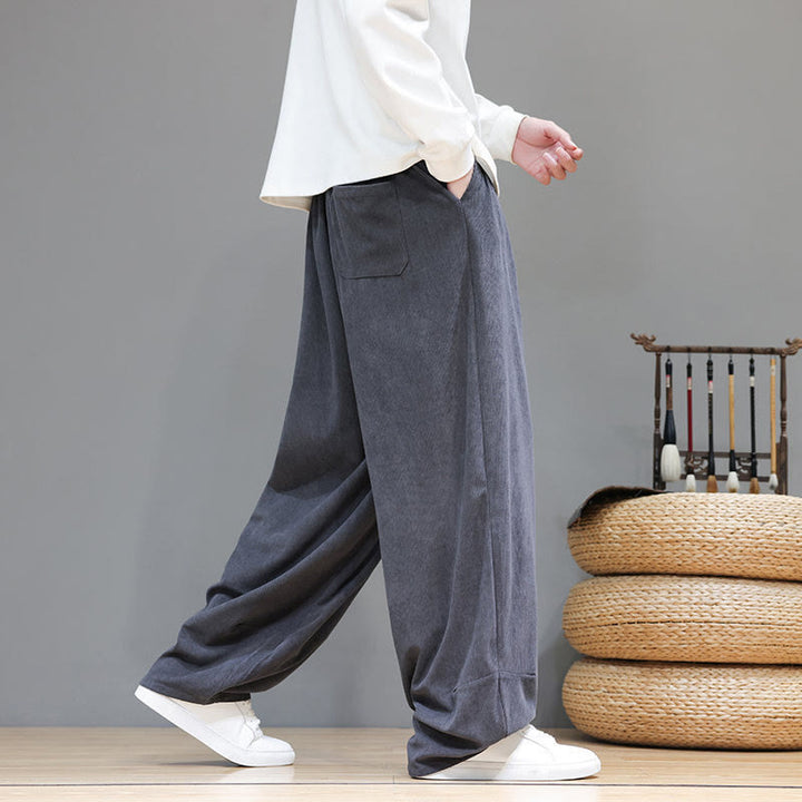 Buddha Stones無地 ピュアコットン コーデュロイ メンズ ハーレムパンツ ポケット付き - image 18