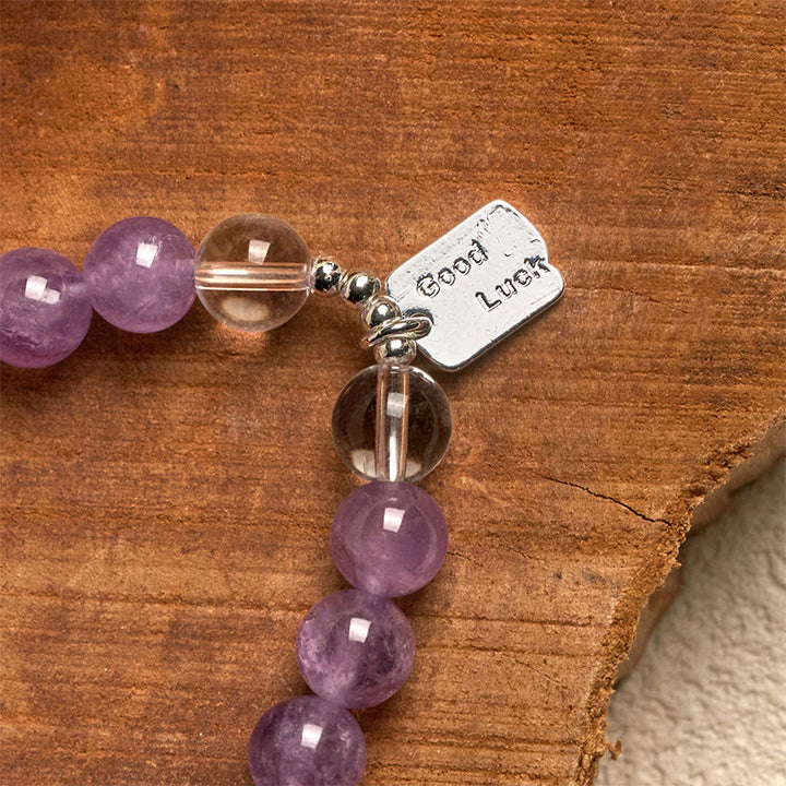 Buddha Stonesアメジスト ローズクォーツ ストロベリークォーツ 幸運のお守りブレスレット - image 3