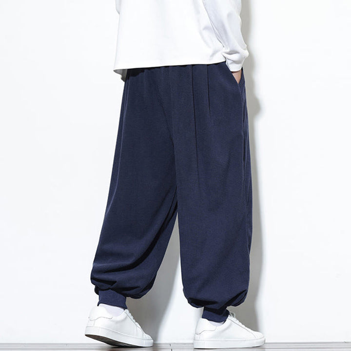 Buddha Stones秋 プレーン ドローストリング シンプルデザイン メンズ ハーレム コットン コーデュロイ パンツ ポケット付き - image 45