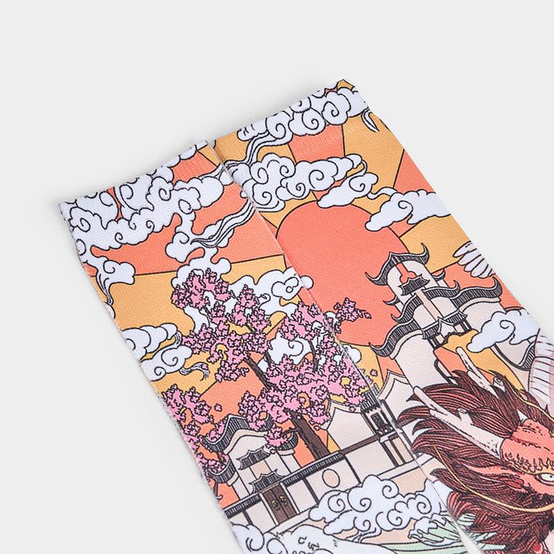 Buddha Stonesカジュアル ドラゴン 雲 太陽 波 マイクロクルー メンズ レディース ユニセックス ソックス - image 2