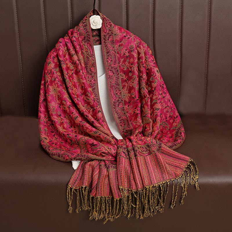 Buddha Stonesエスニック デイリー チベット ペイズリー柄 タッセル コージー スカーフ ショール - image 7