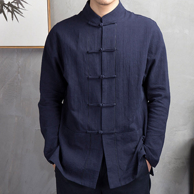 Buddha Stones無地 カジュアル フロッグボタン メンズ シャツ 衣類 - image 11