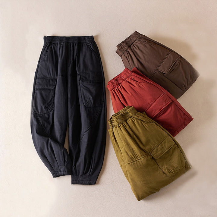 Buddha Stones無地コットンパッド入りレディースハーレムコットン厚手パンツ(ポケット付き) - image 0