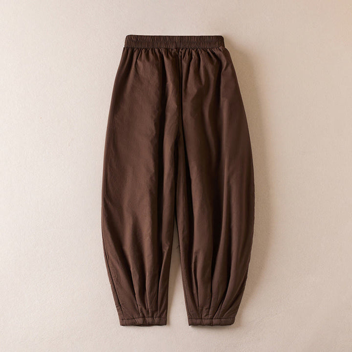 Buddha Stones無地コットンパッド入りレディースハーレムコットン厚手パンツ(ポケット付き) - image 9