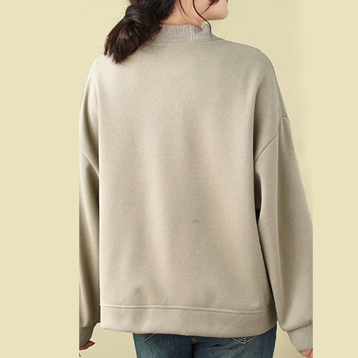 Buddha Stones無地 レディース ボタン クルーネック 長袖 コットンジャケット ポケット付き - image 11