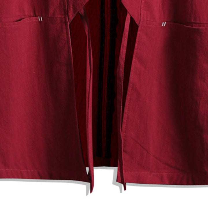 Buddha Stones無地 レースアップ 七分袖 オープンフロント ジャケット メンズ 着物 - image 12