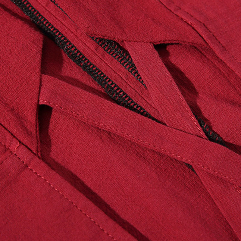 Buddha Stones無地 レースアップ 七分袖 オープンフロント ジャケット メンズ 着物 - image 11