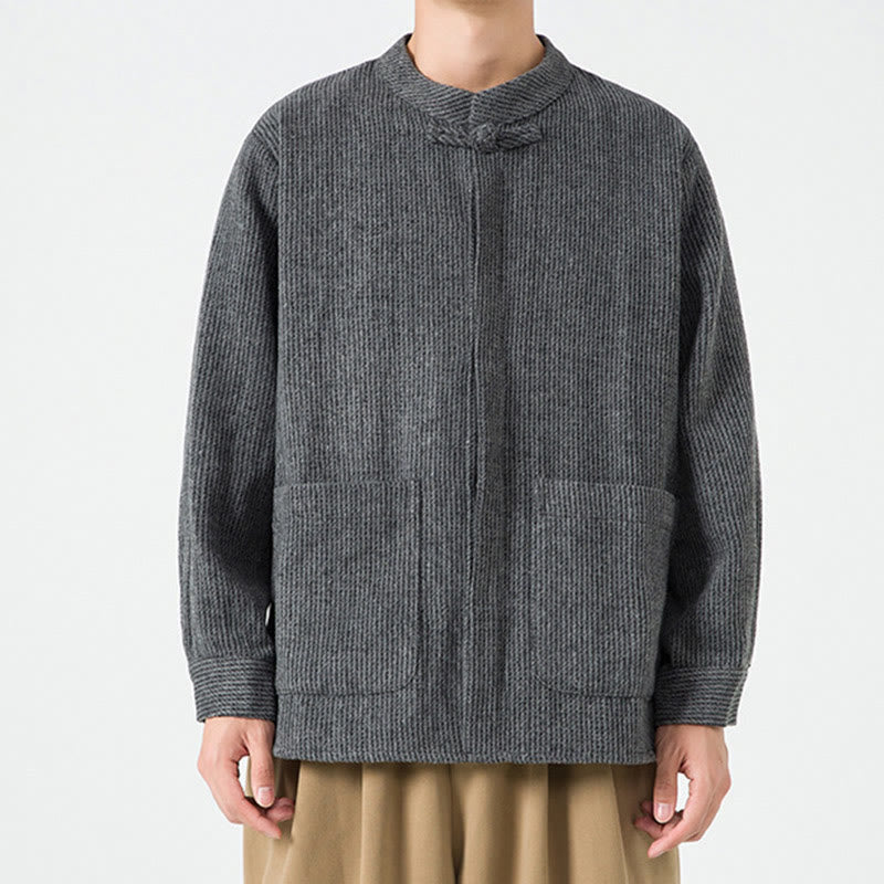 Buddha Stones無地 フロッグボタン 長袖 メンズ コットン コーデュロイ ジャケット ポケット付き - image 15