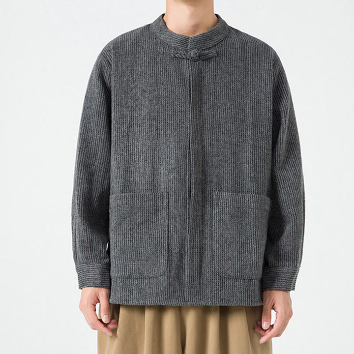 Buddha Stones無地 フロッグボタン 長袖 メンズ コットン コーデュロイ ジャケット ポケット付き - image 15