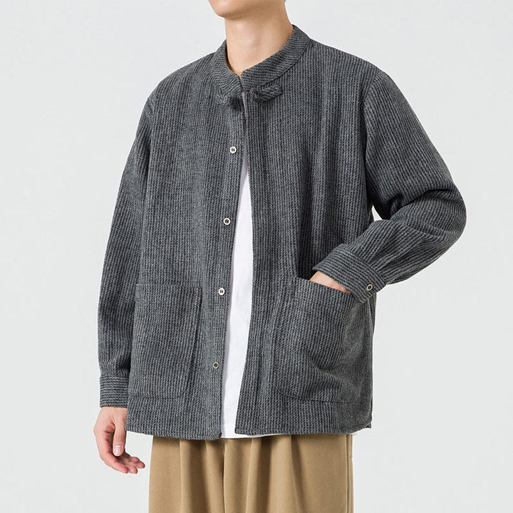 Buddha Stones無地 フロッグボタン 長袖 メンズ コットン コーデュロイ ジャケット ポケット付き - image 17